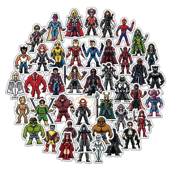 64PCS Disney Marvel x-man, iron man, hulk Pixel Autocolant Avengers Impermeabil personalitate Autocolante Doodle Jucarii pentru copii
