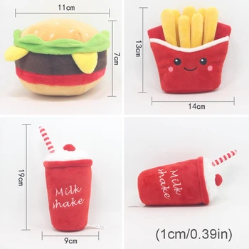 3 Buc Desene animate Burger cu cartofi Prajiti Bea Cupa Formă Papusa de Companie Mesteca Molar Set de Jucării Ros R9JC