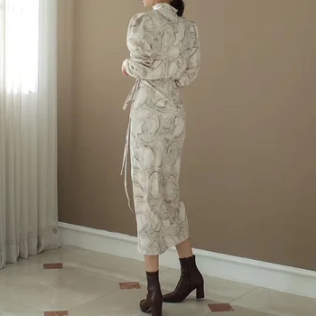 BGTEEVER Epocă Stand Guler Înflorit Femei Rochie Eleganta din Dantela-Up cu Dungi Rochie de sex Feminin Complet Maneca Vara Vestidos femme 2020