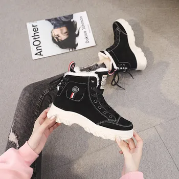 2020 Moda Maro Negru de Blana pentru Femei Cizme Scurte, Plus Cald Cizme de Zapada pentru Femei de Iarnă de Înaltă top Adidasi Pantofi de Bumbac botas mujer