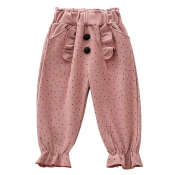 Fete Pentru Copii De Toamna Din Bumbac Solid Print Pantaloni Casual Arc Decor Pantaloni Haine De Copil Fund