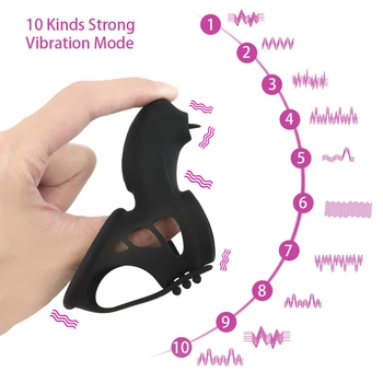OLO Vibratoare Penis Inele Intarziere Ejaculare 10 Viteze Inel pentru Penis Vibrator Limba Linge Pizde Vibratoare de Încărcare USB Jucarii Sexuale