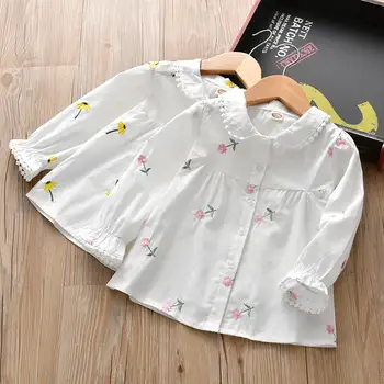 Copii topuri fetita de primăvară tricou copii mici flori broderie tricou fete sălbatice cămașă cu mâneci lungi pentru copii