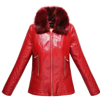 Piele Faux blana femei negru rosu L-6XL plus dimensiune PU jacheta de iarna noi agrement moda plus gros caldura din piele faux blana LR663