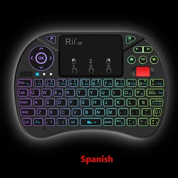 Original Rii x8 RGB Iluminata Tastatura mini Wireless i8x 2.4 G Zbor Air Mouse rusă spaniolă Touchpad-ul de Gaming pentru Android TV BOX PC-ul