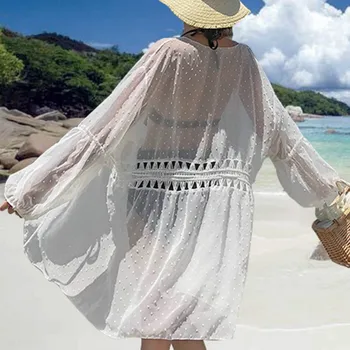 Femeile Transparent Beachwear Sexy Rochie Mini Lady Vara Dantela-up Plasă de Scurt Rochie Nouă