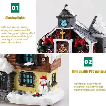 Zăpadă de crăciun Casa Figurina de Lumină LED-uri Cadou pentru Copiii Acasă Copiii de Anul Nou Cadou Rășină Scena de Crăciun Sat