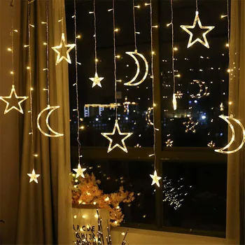Luna Steaua Lampă Lampă cu LED-uri Șir de Basm de Crăciun, Lumini de Decor Lumini de Vacanță Cortina Lampa de Nunta Pentru Acasă de Anul Nou Consumabile