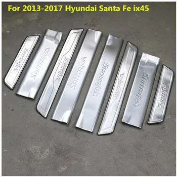 Din oțel inoxidabil interne și externe Scuff Placa/Pragului de Ușă Pentru anii 2013-2017 Hyundai Santa Fe ix45
