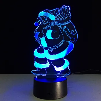 Nou Mos Craciun 3D figura de lumină colorate atinge lampa LED USB de alimentare cadou atmosfera cadou pentru a trimite copiii iubitor A70