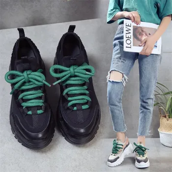 2021 Moda Coreeană Lozie Platforma Adidasi Femei Pantofi Casual Cu Talpă Groasă Femei Indesata Negru Adidasi Femei Chaussure Femme