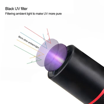 Animale de companie Petele de Urină Detector USB Reîncărcabilă Lanterna Ultraviolete 5W LED UV 365nm Lumina Lanterna Felinar Cu Filtru Negru Lentile
