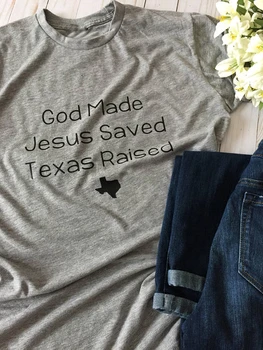 Dumnezeu a Făcut Isus te-a Salvat Texas Ridicat Tricou femei de moda slogan amuzant grunge goth tumblr tricouri bumbac cadouri Crestine, topuri tricouri