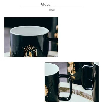 Marmură De Lux Model Cani Ceramice De Placare Cu Aur Constelație Cuplu Cadou Dimineață Cana De Cafea Cu Lapte Ceai Mic Dejun Creativ Cupa