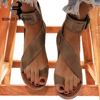 BONJOMARISA New Sosire INS Fierbinte Elegante Sandale de Vara Femei Casual, Sandale Plate pentru Femei 2020 Low-Toc Pantofi de Vara pentru Femeie