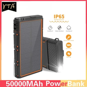 Solar Power Bank 50000mAh Portabil Încărcător de Călătorie Powerbank pentru iPhone 11 pro Samsung Xiaomi Poverbank cu Lanterna în aer liber