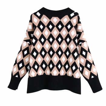 Moda pentru Femei Tricot Pulovere V gât zora argyle Pulovere Femei, Pulovere Streetwear trage femme pentru Femei haine de iarnă 2019 sweter