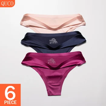 QUCO Brand 6 Buc/lot de Femei fără Sudură Chilotei Tanga Șir de Lenjerie intimă pentru Femei Slipuri Lenjerie Sexy Intima Doamnelor Solid Joase