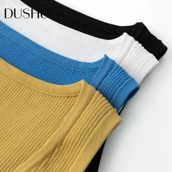 DUSHU Casual streetwear tricotate cami tank top Femei plus dimensiune primavara toamna top alb negru de sex Feminin scurte de bază vitnage sus 2020