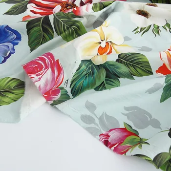 145 cm Lățime Multi-colorate de Imprimare de Flori de Bumbac sau de Imitat Tesatura de Bumbac Pentru Femei Rochii Fuste Bluza DIY de Cusut
