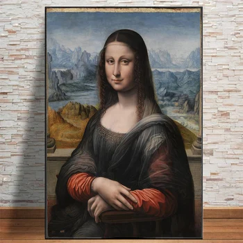Mona Lisa, Pictura in Ulei Da Vinci, Pictura Celebra Postere si Printuri Canvas Decor de Perete de Arta Imagine pentru Camera de zi Decor Acasă