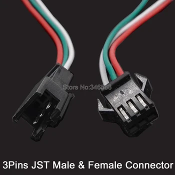 20 de Perechi 3-Pin 3Pins JST SM Conectori de sex Masculin și de sex Feminin Plug & Priză de Cablu de Sârmă pentru DC5V WS2812B WS2812 DC12V WS2811 Benzi cu LED-uri
