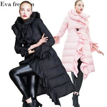 Europene High-end de Moda de Calitate în jos jacheta femei elegant temperament volane largi lungi eșarfe talie în jos haina femei EF1838