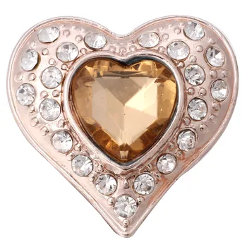 10buc/lot Nou Îndrăgostiților Cadou Rose de Aur Snap Butonul de Bijuterii Stras de Cristal Dragoste Inima Snap Butonul pentru 18MM Brățară