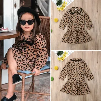 Copii Pentru Copii Copilul Fata De Leopard De Imprimare Haine Cu Maneci Lungi Din Dantela De Partid Tutu Tricouri Rochie Haine De Toamna