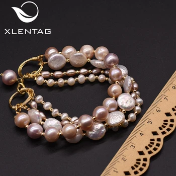 XlentAg Designer Naturale Baroc Pearl Multi-strat de Lux Brățări Pentru Femei de Logodna Vintage, Bijuterii de Moda Feminina GB0189