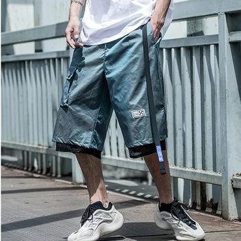 11 BYBB E ÎNTUNERIC Reflectorizante Design Hip Hop Pantaloni Barbati Joggeri Harajuku pantaloni Scurți de Vară Buzunar Streetwear Vrac Pantaloni Casual