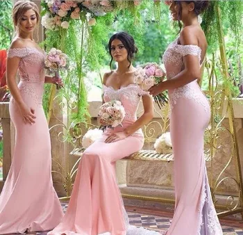 Dantela roz Aplicatiile Sexy 2018 nouă Sirenă Timp de domnisoara de Onoare Rochii de domnisoara De Onoare Pentru Petrecerea de Nunta Cu Trenul plus dimensiune maxi 2-26w