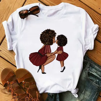 Poppin Mama Tricou vogue Tricou Femei Afro Par Cret fata Imprimate Tricou Femme Harajuku Haine Femei T-shirt, Blaturi