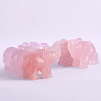 Naturale cuart roz Elefant Figurine de Cristal roz cu pietre de jad Mini Animale Statuie ambarcațiuni pentru Decor acasă accesoriu de Vindecare
