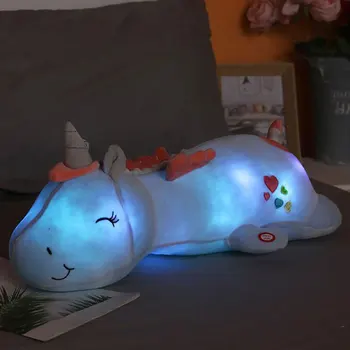 1 buc 60CM Drăguț Strălucitoare de Lumină LED Unicorn de Pluș Jucării Minunat Luminoase de Animale Unicorn Perna Umplute Păpuși Pentru Copii Cadouri pentru Copii
