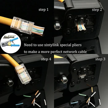 Xintylink 50U EZ conector rj45 cat6 rj 45 cablu ethernet priza cat5e utp 8P8C cat 6 rețea neprotejată modular cat5 de înaltă calitate