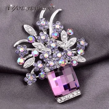 IYOE Stil Retro Întuneric Floare de Cristal Broșe Pentru Femei de Brand de Moda Vintage, Brosa Pandantiv Accesorii vestimentare