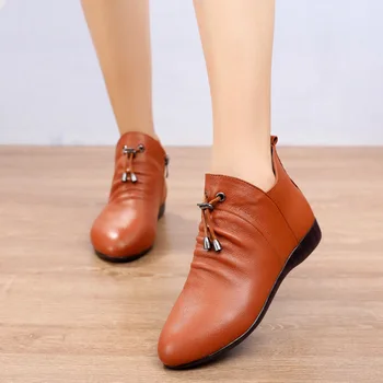 GKTINOO Moda pentru femei Cizme pentru Femei Cizme de Toamna din Piele Glezna Cizme 2020 Cald Iarna Blana de Pluș Femei Pantofi de Dimensiuni Mari 43