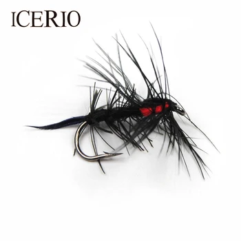 ICERIO 8PCS #8 Corp Negru Caddis muscă de piatră Bugger Zbura de Pescuit Păstrăv Atrage Mustele