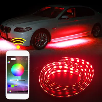 4BUC Aplicație de control de 90 de 120cm Masina RGB LED Benzi cu LED-uri Sub Masina Strălucire Șasiu Sistem de Lumina de Neon impermeabil auto styling