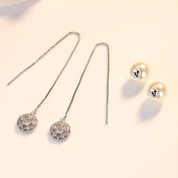 NEHZY 925 Timbru Sterling silver nou femeie bijuterii perle Cubic Zirconia Rotund-decupaj tassel cercei secțiunea lung