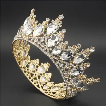 Moda Cristal de Aur Tiara Coroana pentru Nunta Accesorii de Par Regina King Diademă de Păr Bijuterii de Mireasa Diademe și Coroane de Mireasa