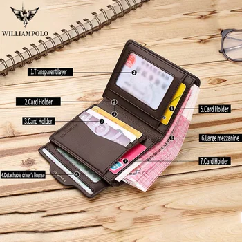 WILLIAMPOLO Barbati portofel de Piele titularul cardului de Credit pungă cu monede de Buzunar pentru Bărbați portofele mici de Piele wallet new design vestimentar