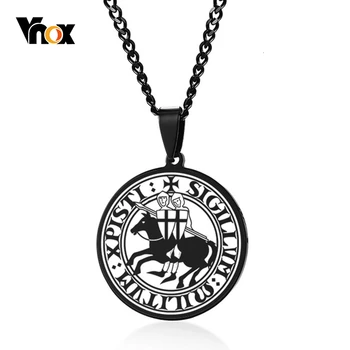 Vnox Elegant Mens Sigiliul Templierilor Arme Medievale Amuleta Medalion Cositor Pandantiv Coliere