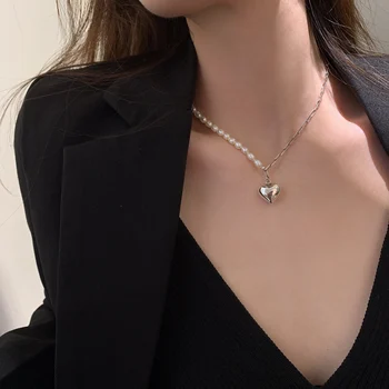 S925 Argint Perle Naturale Inima Pandantiv Colier Pentru Femei De Moda De Epocă Argint Thai Cadouri Clavicula Lanț De Bijuterii 2020