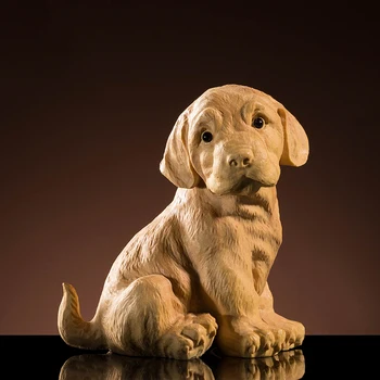 Wangcai Câine Animal De Lemn Statuia Originală Gravură Artizanat Sculptate Sculptate Cimișir Sculptură În Parte Ornamentele De Animale Ceai Jucarii