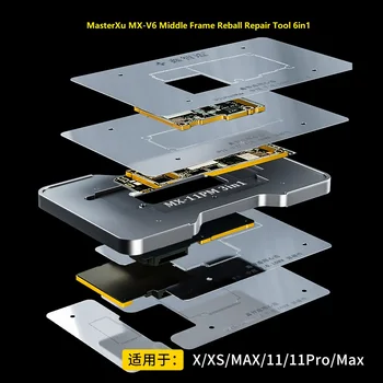 Master Xu MX-V6 Mijlocul Cadru Reball Kit 6in1 Pentru iPhone X/XS/XS Max /11/11 Pro/11 Pro Max Ca Qianli Stratul de Mijloc Reballing Plat