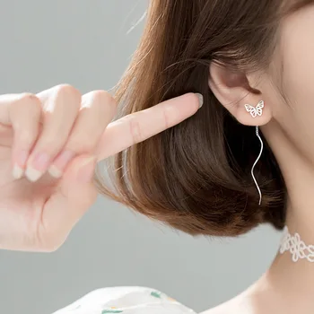La Monada Fluture Picătură Cercei De Argint 925 De Argint Sterlină Femei Bijuterii Fine Pentru Femei Val Agățat Coreea Cercei Coreeană