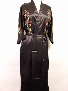 Alb, nou, Femeile din China, Halat de Mătase Rochie de Noutate Brodate Sleepwear Kimono Yukata Rochie de Flori S M L XL XXL XXXL W3S001