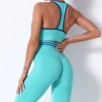 Femei Yoga Set Fără Sudură Costume De Sport Sală De Sport Îmbrăcăminte De Fitness Topuri De Cultură Colanti Cu Talie Înaltă Jambiere Pantaloni De Antrenament De Funcționare Sportwear